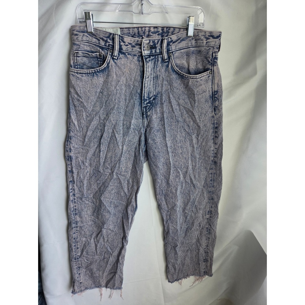 H&M Loose Fit Jeans Mens Blue Acid Wash Loose Mid Rise Straight